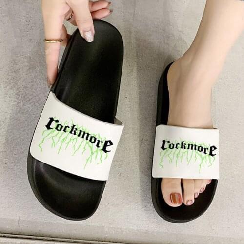 Fashion Letter Harajuku Flip Flops Clear Outdoor Beach Slides Sandals Summer Slippers Shoes Women 2021 Green pink black
