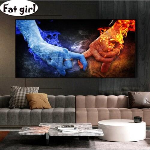 Ice and Fire love Modern diamond Painting diy wall art embroidery 5D square round drill mosaic sale large size Hanging pictures