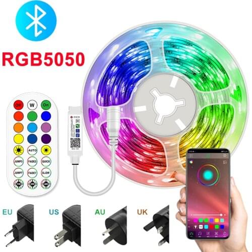 Bluetooth Led Strip 5050 Rgb Led Light Flexible Tape Lamp Remote Controller Power Supply Kit Waterproof Ribbon Neon Decoration