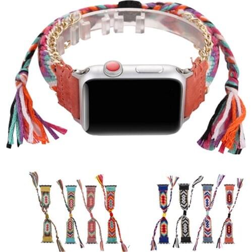 Woven Rope strap For apple watch 3 4 band 44mm 40mm iwatch 5 band 42mm 38mm bracelet watch strap belt Handmade clock watchband