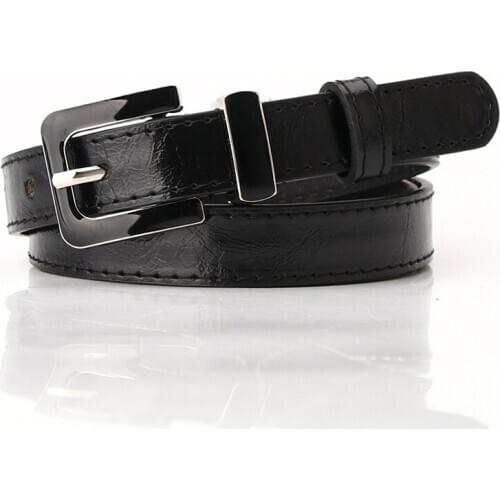 PU Leather Thin Women Waist Belt for Jeans Rectangle Buckle Ladies Dress Belt Strap Candy Color Female Belt PY35