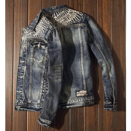 Spring cowboy coat male European and American street trim jacket fine feather embroidery leisure male jacket