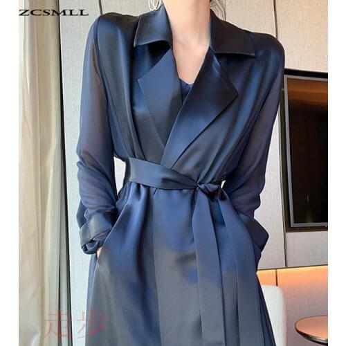 ZCSMLL High quality windbreaker 2021 new autumn winter turn-down collar long sleeve korean fashion women coat tide