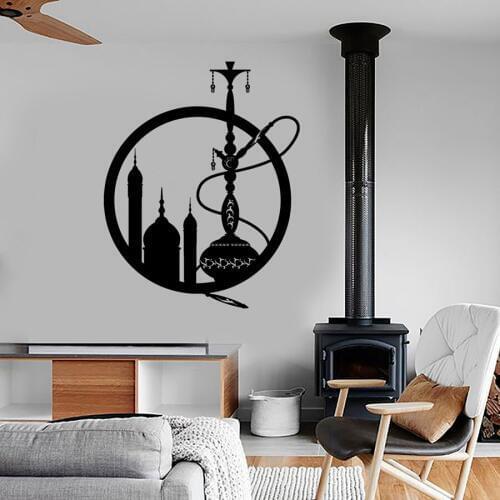 Shisha Wall Sticker Vinyl Eastern City Hookah Window Decals Shisha Smoking Weed Decal Mural Art Home Bedroom Decor N164
