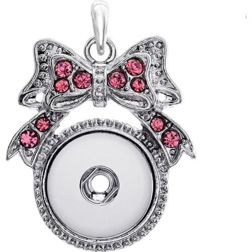 XH1001 crystal christmas knot snap button necklace (fit 18mm 20mm snaps) BOBOSGIRL