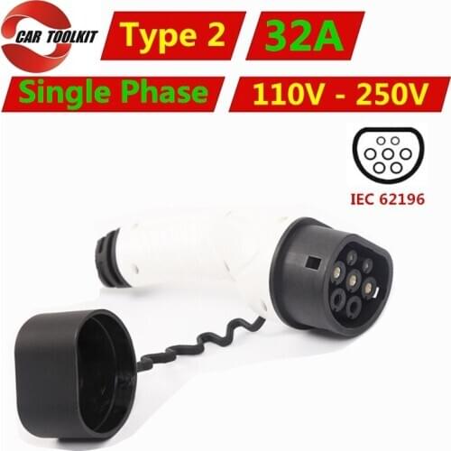 32A IEC 62196-2 Type 2 Car-Side EV Charger Female Adapter Electric Vehicle Car Charging EVSE Connector Single Phase 110V-250V