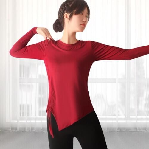 D0816 Lady Dancing Blouse Girls Dance Shirt Leotards Womens Long Sleeve Modern Dance Tops Ballroom Classical Dancing Tops
