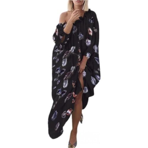 African Long Maxi Dress Womens Slash Neck Off The Shoulder Backless Daily Evening Party Dress African Pleated Dresses For Women