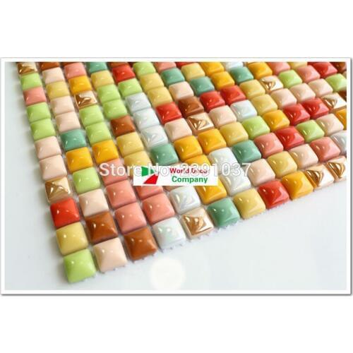 1BOX(11sheets) colorful kitchen tiles glazed mosaic tiles iridescent bathroom porcelain tiles sheet kitchen backsplash art deco