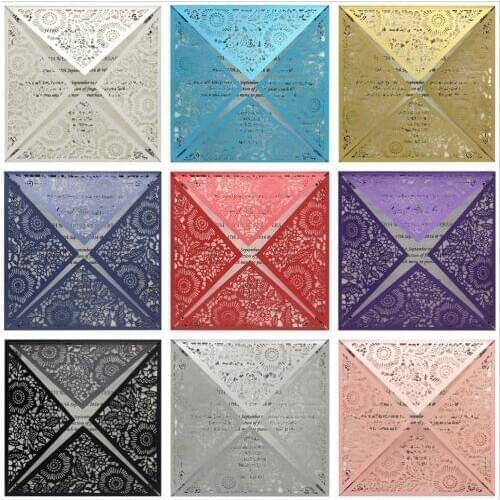 10 Kits Customize Laser Cut Wedding Invitation Cards With Envelopes Seals Personalized Birthday Party Decorations Party Supplies