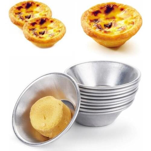 10pcs Egg Tarts Mold Round Aluminum Alloy Mould for Steamed Cupcake Rice Cakes Tartlets Small Baking Tools kitchen gadgets hot