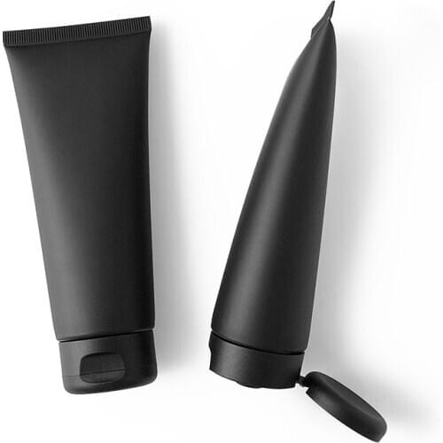 100ML 50PCS Empty Matte Black Soft Tubes Refillable Plastic Lotion Squeeze Cosmetic Packaging, Cream Tube Flip Lids Container