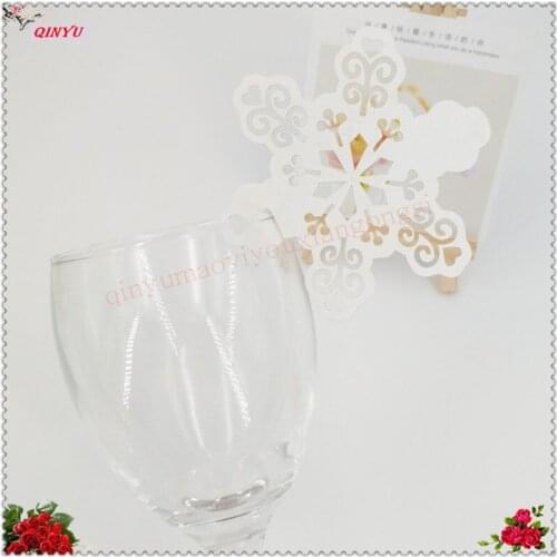 100Pcs Laser Cut Snow Cup Card Wine Glass Card Party Table Name Place Escort Cup Card Baby Shower Party Decoration 8ZSH841