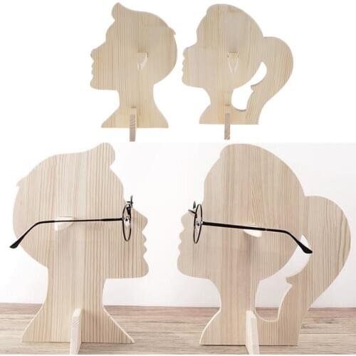 2 Pieces Brief Style Wood Sunglasses Eyeglass Rack Display Stand Desk Holder