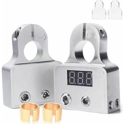 2PCS Car Audio Modification Car Battery Battery Head Car Battery Terminal Connectors Kit with Voltmeter Display