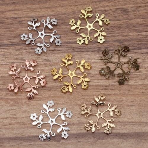 20pcs 39mm 7 Colors Plated Metal Brass Filigree Flowers Connectors DIY Handmade Accessories For Jewelry Making