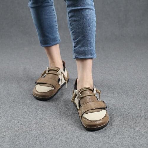 2021 Designer Shoes Oxford Lace Up Shoes Color Block Mori Girl Handmade Leather Shoes Blue/Apricot