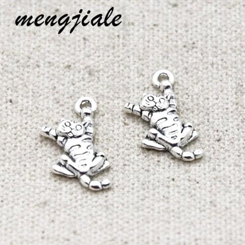 25pcs Hot Sell Alloy Silver Color Cute Cat Charms For Jewelry Making DIY Handmade Crafts Supplies