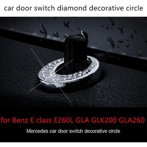 4pcs 2 colors Car Interior Door Lock Bolt diamond Decoration Cover Sequins for B-enz E class E260L GLA GLK200 GLA260