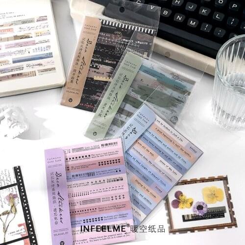 6pcs PET English Phrase for Diary Stationery Supplies Planner Stickers Bullet Journal Scrapbooking Label Stationery Stickers