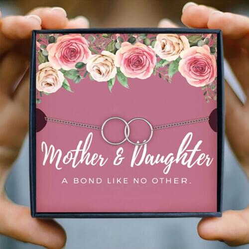 Double Circle Infinity Interlocking Bracelets for Women Mother Daughter Bracelets Bangles Fashion Jewelry Family Gift