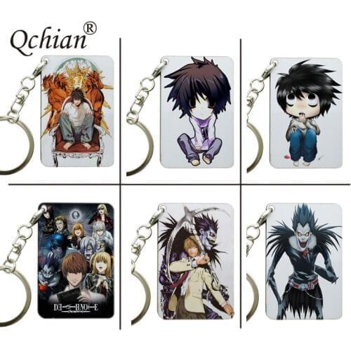 Death Note Print Keychain for Men Women L.Lawliet Yagami Light Print Key Chains Holder Ring