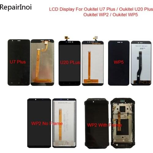 Black For Oukitel U7 Plus / U20 Plus LCD Display Touch Screen Digitizer For Oukitel WP2 / WP5 LCD Display Assembly Frame