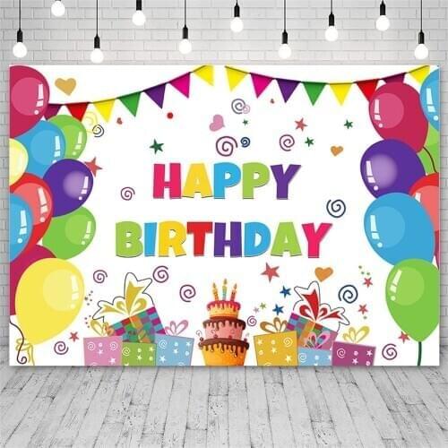 Avezano Backdrops For Photography Birthday Party Balloon Bunting Gift Cake Background Customized Poster Photo Backdrop Photocall