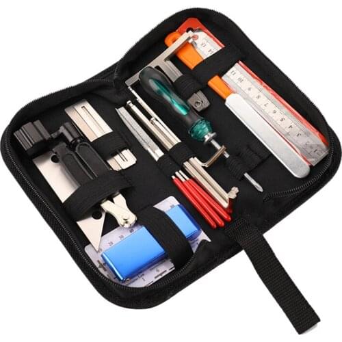 Guitar Tool Kit Repairing Maintenance Tools String Organizer String Action Ruler Gauge Measuring Tool Hex Wrench Set Files Fin