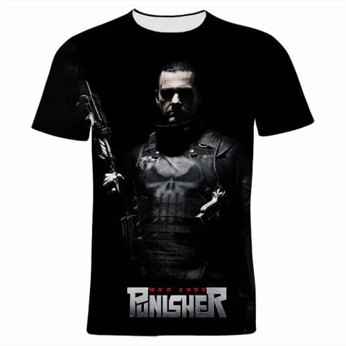Punisher Marvel 3D Print Mens T-shirts Summer Oversized Women Tshirt Short Sleeve Harajuku Style Cool Boy Girl Kids Tee Tops
