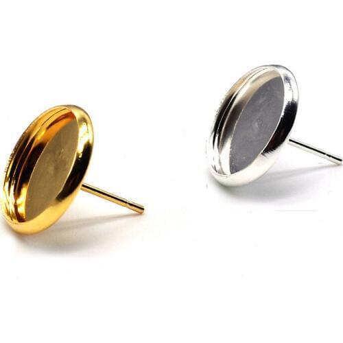 Mibrow 30pcs/lot Stainless Steel Ear Stud Pins Base 8/10/12/14/16/18/20mm Round Earring Base Setting for DIY Earrings Jewelry