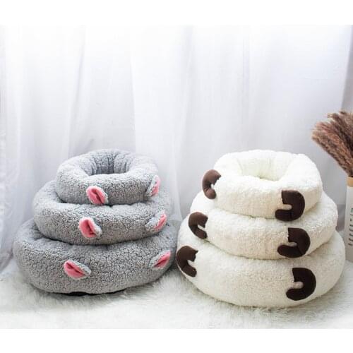 Cat Bed for Indoor Cats, Fluffy Round Cat Bed for Small Dogs Kittens, Self Warming Calming Bed for Improved Sleep, Non-Slip