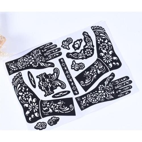 Reusable Waterproof Temporary DIY Tools India Henna Template Hand Body Art Stickers Tattoo Stencils Hand Art Stickers