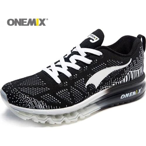 ONEMIX Fashion Men Air Cushion Running Shoes Breathable Air-Knit Athletic Trainers Light Outdoor Sneakers Flying Sport Shoes