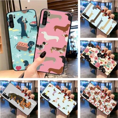 Cartoon Dachshund Sausage Dog Phone Case for Huawei P20 P30 P40 lite E Pro Mate 40 30 20 Pro P Smart 2020 P10