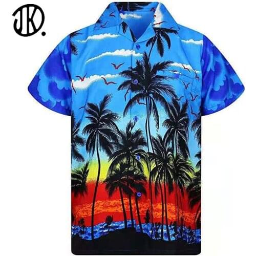 2021 Beach Style Turndown Collar 3D Printing Short-sleeved Tops Men Loose Casual T-shirts Summer Plus Size Streetwear For Male