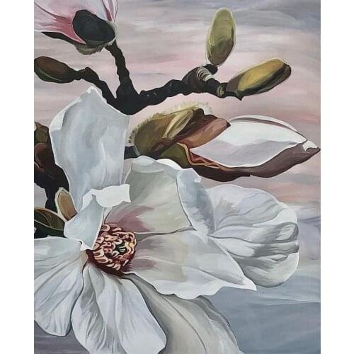 FSBCGT Lotus Flower Pictures Acrylic Oil Painting By Numbers Kits Hand Painted On Canvas Art Gift Home Art Decor