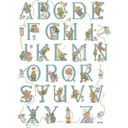 14/16/18/27/28 Lovely Beautiful Counted Cross Stitch Kit Cat Kitty Alphabet Dictionary Alphabetic List Letters LAN34233