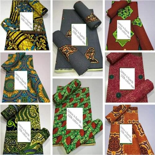 New African Wax Fabric Soft Ankara Pagne Cotton Material 6Yards Dashiki Good Quality Nigerian Design