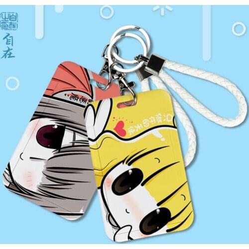 Customized original devil angel holding face ins cute with lanyard student campus pass set work permit meal card set