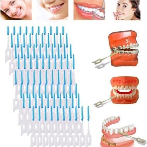 25/40/50Pcs/Box Push-Pull Interdental Brush Gum Orthodontic Wire Brush Oral Care interdental brush for dental hygiene