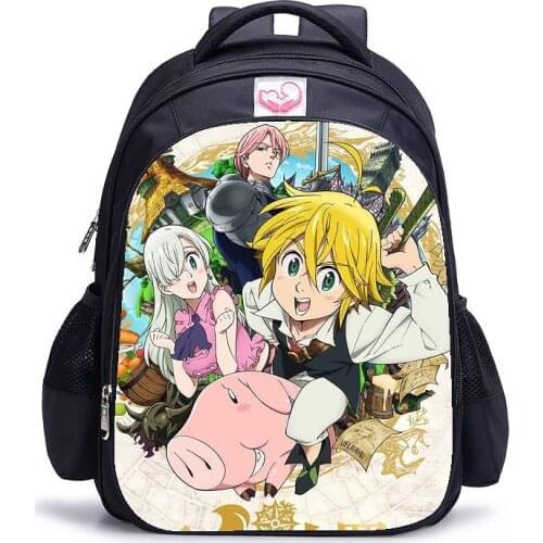 16 inch Anime The Seven Deadly Sins Children Schoolbag Boys Girls Nanatsu No Taizai Meliodas Orthopedic Backpack Mochila