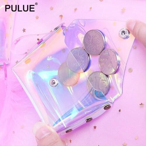 Stylish Transparent Laser Coin Purse Lady Portable Jelly Mini Handbag Data Cable Headset Cards Bag Waterproof Cosmetics Key Case