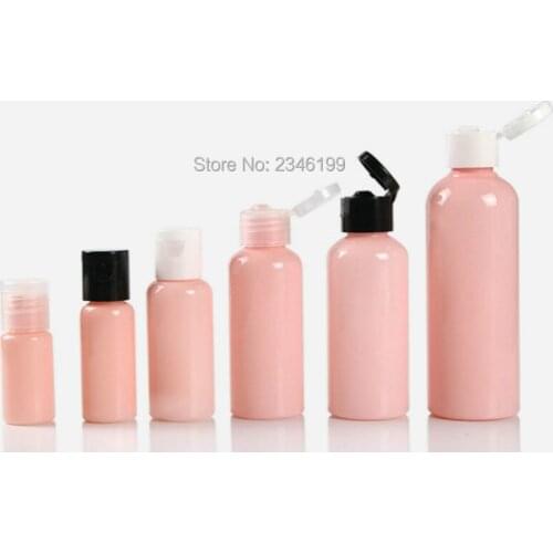 Empty Plastic Bottle 50ml Transparent Cover Plastic Bottle 100ml Flip Cover Cosmetic Container Empty Pink Plastic Bottle 100pcs