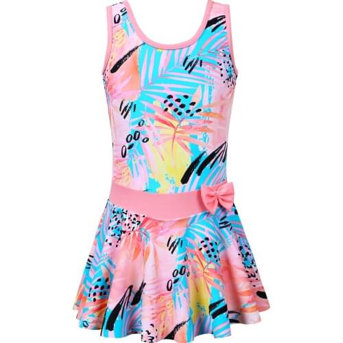 BAOHULU Toddler Girls Swimsuit One Piece Cute Floral Dress Swimwear Sleeveless Children Summer Beachwear Bathing Suit