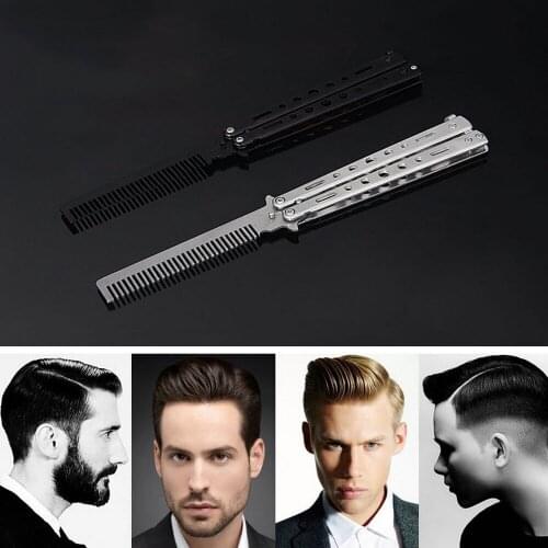 Stainless Steel Training Butterfly Comb Knife Comb Salon Hairdressing Styling Tool Colorful Butterfly Knifes Exercise Knife Comb