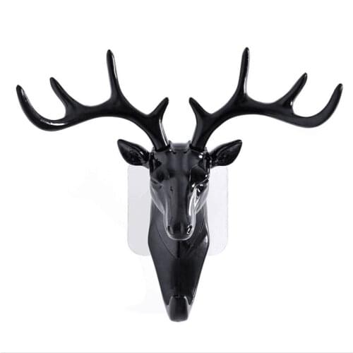 Key Deer Horns Hanger Rack Wall Decoration Pvc Black Wall Hanging Hook Vintage Deer Head Antlers for Hanging Clothes Hat Scarf