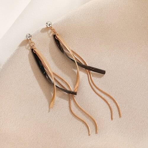 Trendy Fashion Tassels Chain Drop Earrings Women No Fading Stainless Steel OL Style Elegant Jewelry Female Anniversary Gift