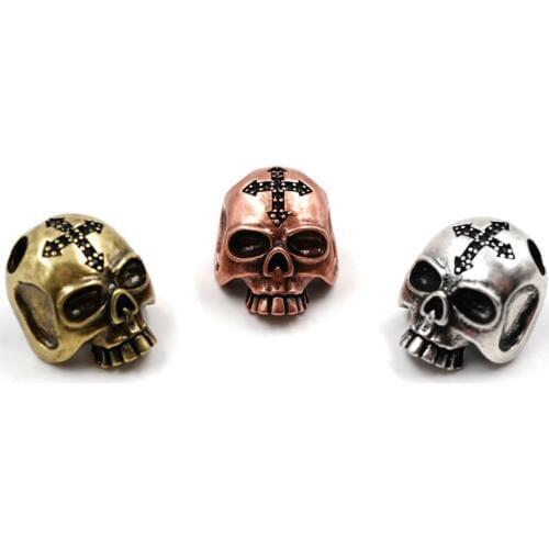 1 Piece Copper Paracord Skull Beads For EDC Outdoor Lanyards Knife Flashlight Prachute Cord DIY Jewelry Charms Accessories