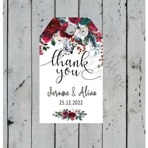 120 PCS /Set Custom Wedding Favor Tag with Hole Personalized Welcome Bag Thank You Labels